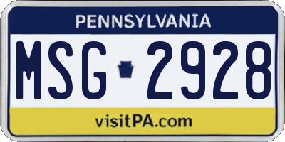 PA license plate MSG2928