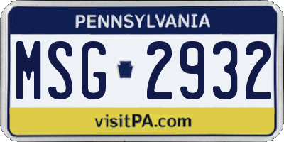 PA license plate MSG2932