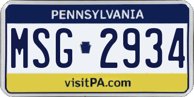 PA license plate MSG2934