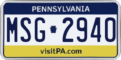 PA license plate MSG2940