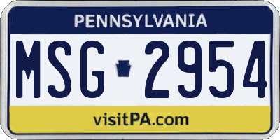 PA license plate MSG2954
