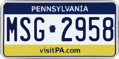 PA license plate MSG2958