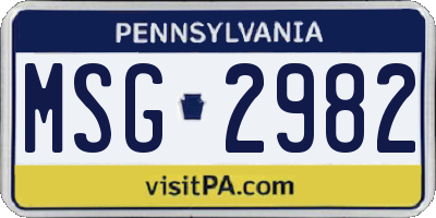 PA license plate MSG2982