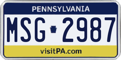 PA license plate MSG2987