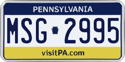 PA license plate MSG2995
