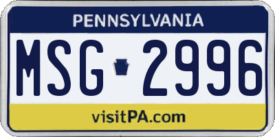 PA license plate MSG2996
