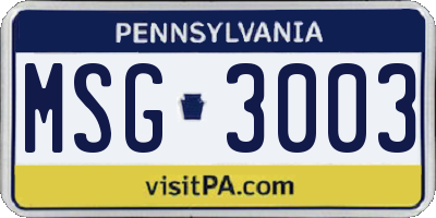 PA license plate MSG3003