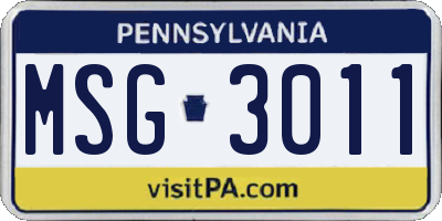 PA license plate MSG3011