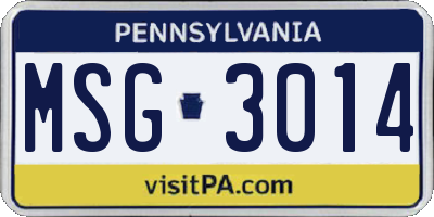 PA license plate MSG3014