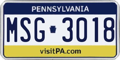 PA license plate MSG3018