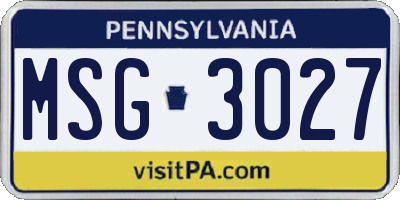 PA license plate MSG3027