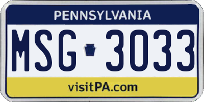 PA license plate MSG3033