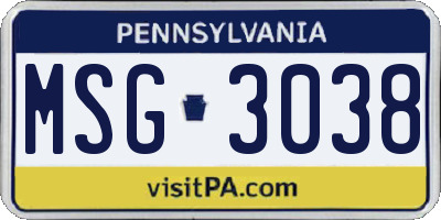 PA license plate MSG3038