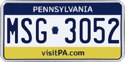 PA license plate MSG3052