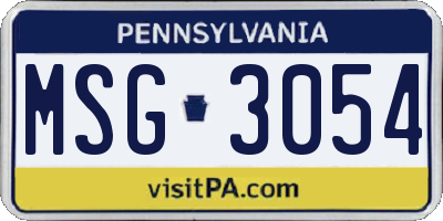 PA license plate MSG3054