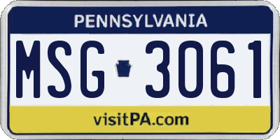 PA license plate MSG3061