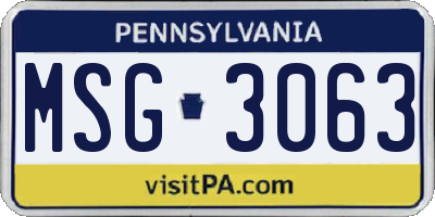 PA license plate MSG3063