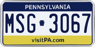 PA license plate MSG3067