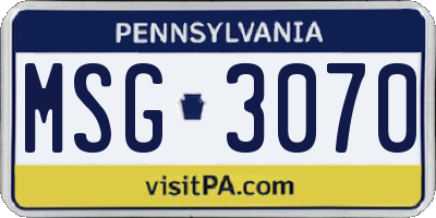PA license plate MSG3070