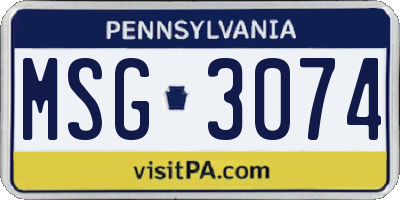 PA license plate MSG3074