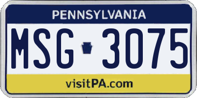 PA license plate MSG3075