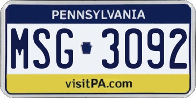 PA license plate MSG3092