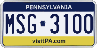 PA license plate MSG3100