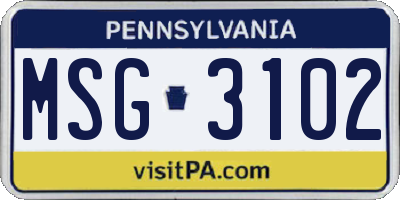 PA license plate MSG3102