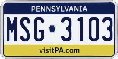 PA license plate MSG3103