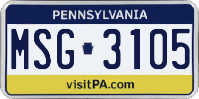 PA license plate MSG3105