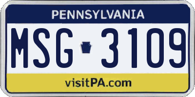 PA license plate MSG3109