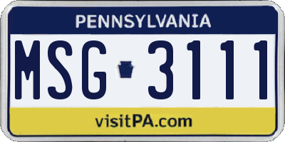 PA license plate MSG3111