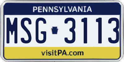 PA license plate MSG3113