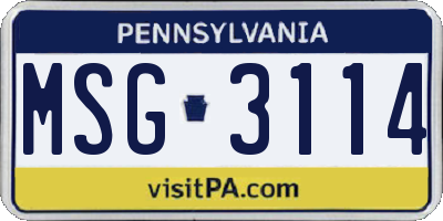 PA license plate MSG3114