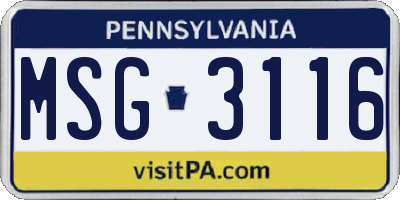 PA license plate MSG3116