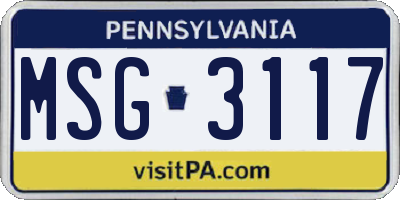 PA license plate MSG3117
