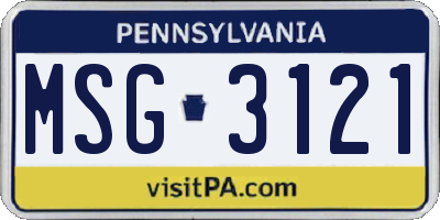 PA license plate MSG3121