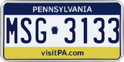 PA license plate MSG3133
