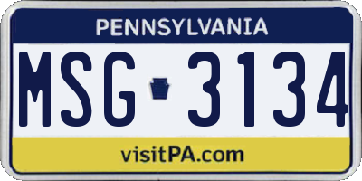 PA license plate MSG3134