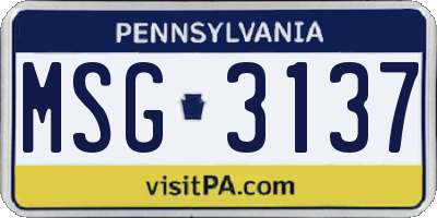 PA license plate MSG3137