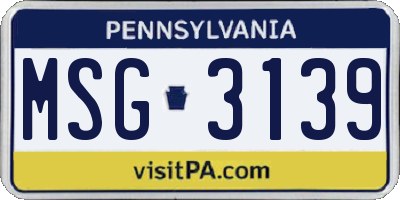PA license plate MSG3139