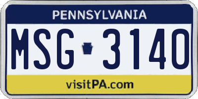 PA license plate MSG3140