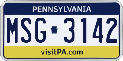 PA license plate MSG3142