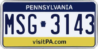 PA license plate MSG3143
