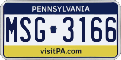 PA license plate MSG3166