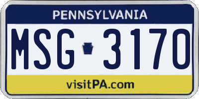 PA license plate MSG3170