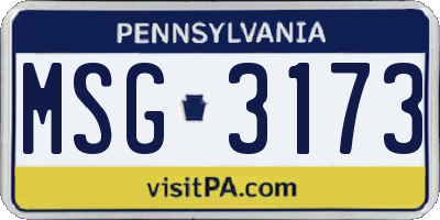 PA license plate MSG3173