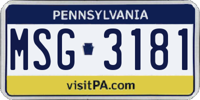 PA license plate MSG3181