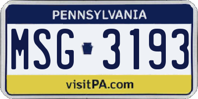 PA license plate MSG3193