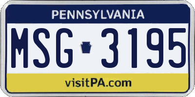 PA license plate MSG3195